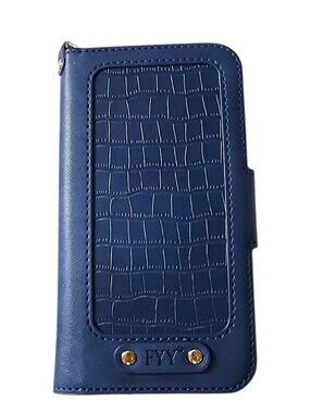 FYY Faux Croco Embossed Navy Wallet Case For iPhone 12
